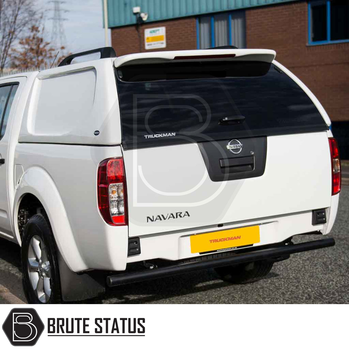 Nissan Navara D40 with Truckman L-Series Hardtop Canopy, showcasing solid-sided design and tinted rear window for added security and style.