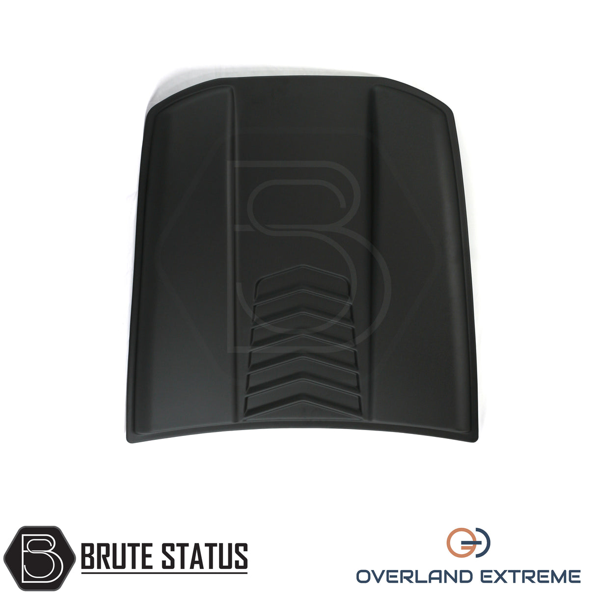Matte black Nissan Navara bonnet scoop, Overland Extreme hood scoop designed to enhance pickup truck styling and off-road appearance.