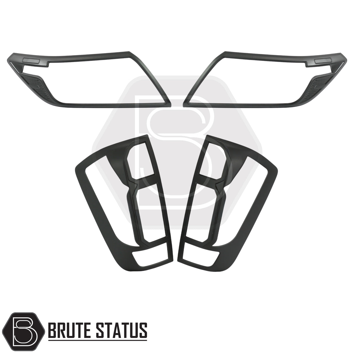 Nissan Navara 2015-2022 NP300 D23 Head and Tail Lamp Cover Guard, black plastic frame, designed for easy fitting with 3M adhesive, suitable for pick-up.
