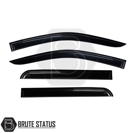 Nissan Navara NP300 2015-2022 Window Deflector Sun Shade, featuring durable acrylic, aerodynamic design, and full-length 3M adhesive for easy installation and rain protection.