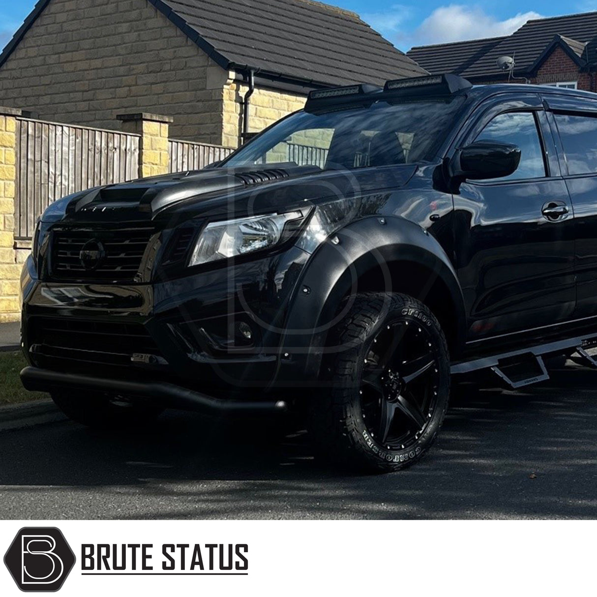 Brute status LED roof spoiler light bar in matte black for Nissan Navara np300 2015-2022 pickup trucks.