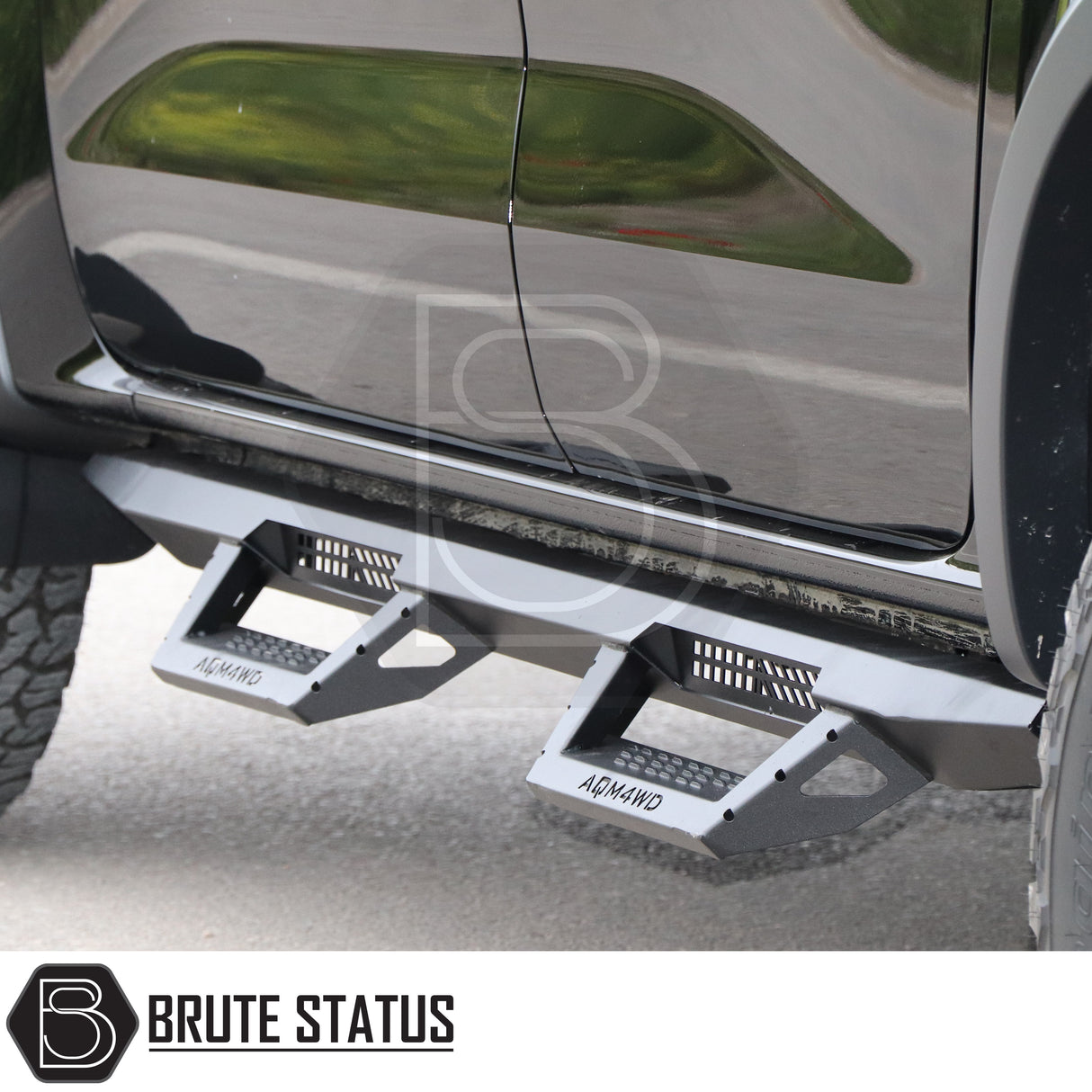 Matte black heavy duty steel side steps for fiat fullback 2015-2019 pickup truck
