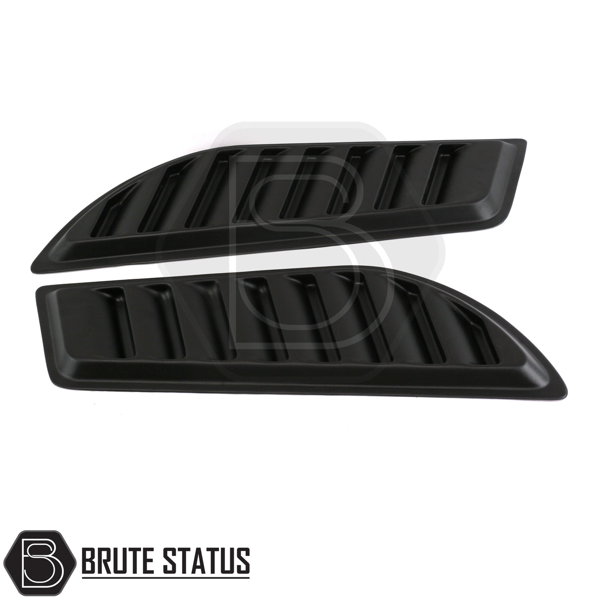 Universal matte black ABS bonnet vents with adhesive tape, no-drill install, UV resistant, fits most trucks, includes all parts