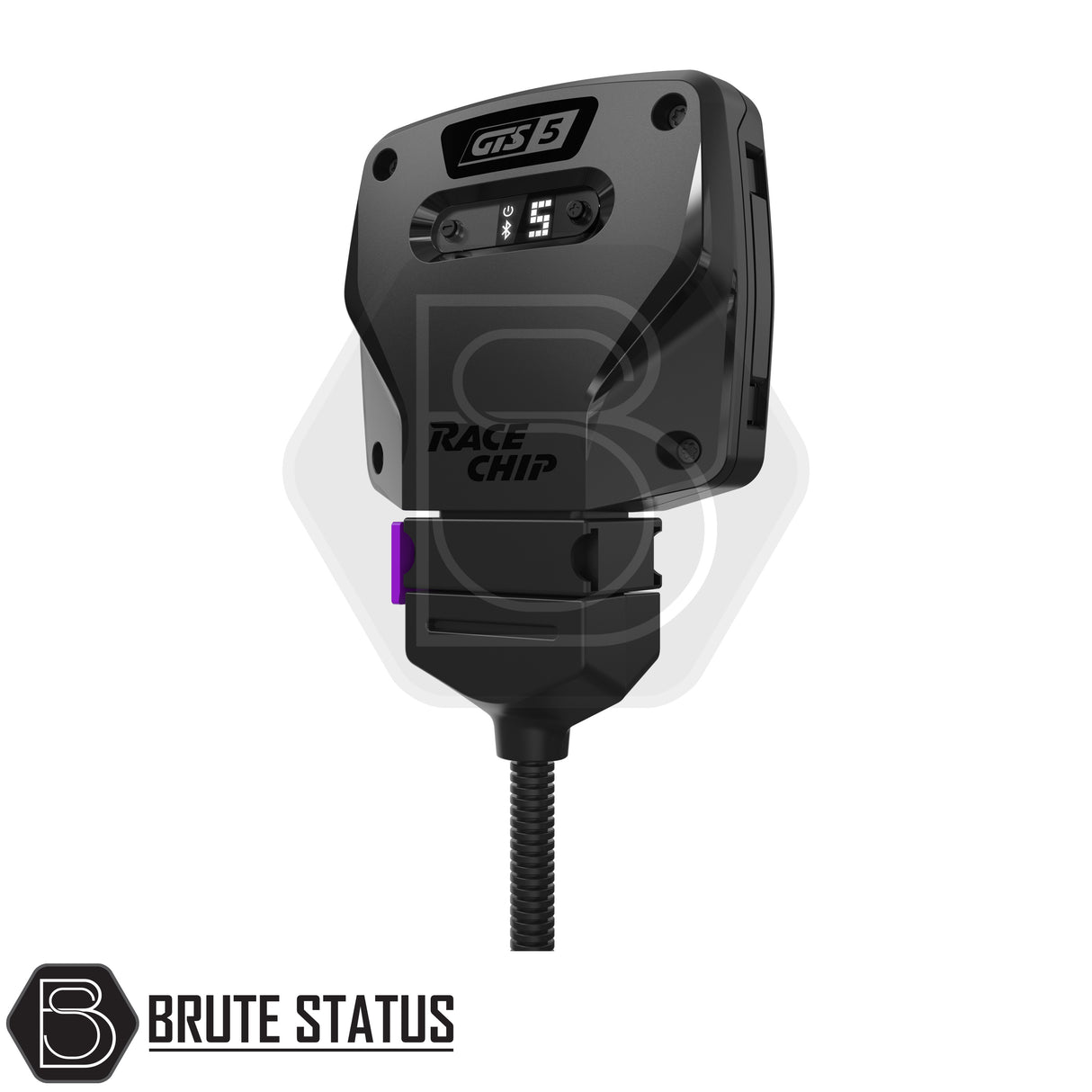 Mitsubishi L200 2005-2015 RaceChip GTS 5 Tuning Box, +51HP +105NM, featuring a close-up of its digital display and black hexagonal logo.