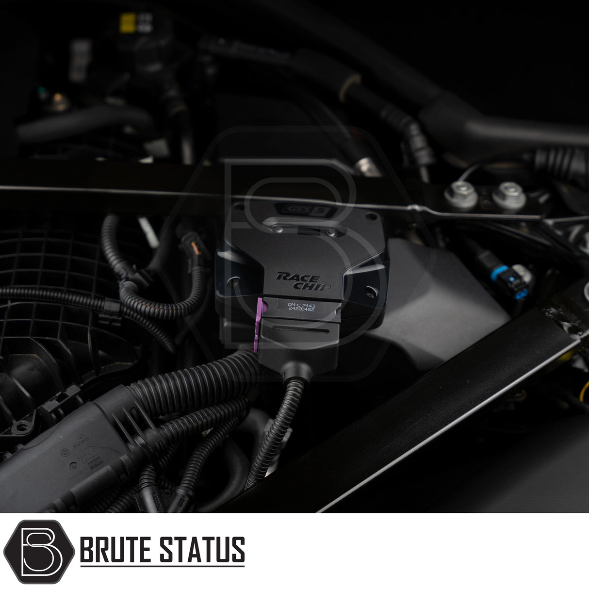 Close-up of RaceChip GTS 5 Tuning Box for Nissan Navara 2005-2015, enhancing power and efficiency with Bluetooth connectivity and app control.