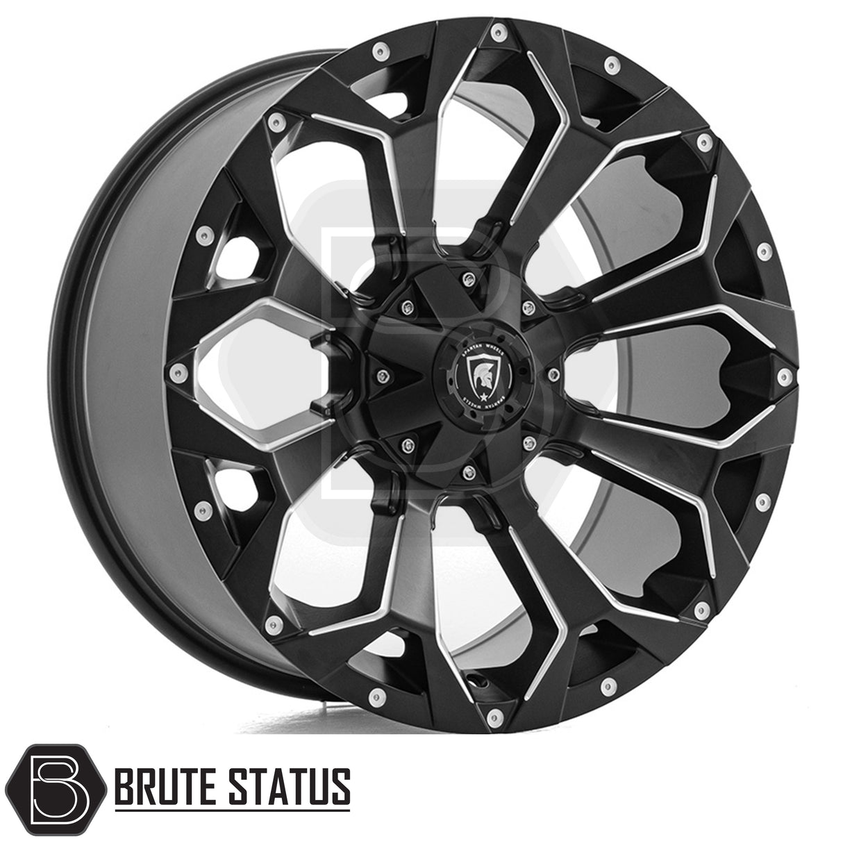 Spartan SW1 alloy wheel in satin black finish with chamfered edge, 20x9.0 size with ET20 offset, available in 5x120, 6x114.3 or 6x139.7 PCD, with 106 or 74 centre bore for pickup trucks.