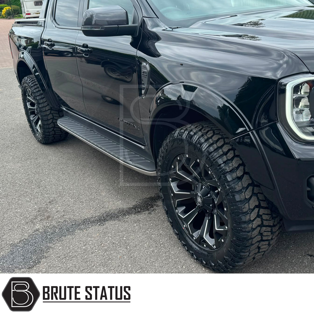 20-inch Spartan SW1 alloy wheel set in satin black featuring chamfered detailing, rugged styling and durable construction
