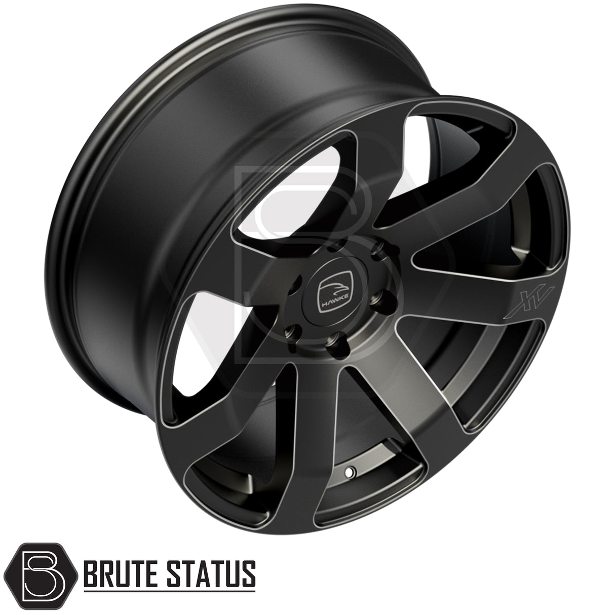 Set of four Hawke Summit XV matte black alloy wheels with 6x139.7 bolt pattern, included wheel nuts and spigot rings