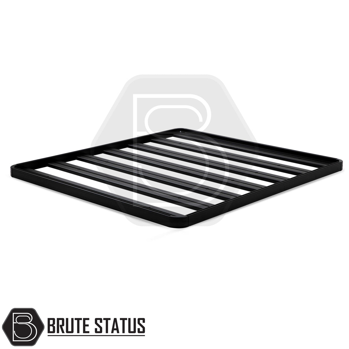 Isuzu D-Max 2012-2021 AQM T80 canopy with T40 roof rack, featuring a durable low-profile, flat-panel design with parallel slats and Brute Status logo.