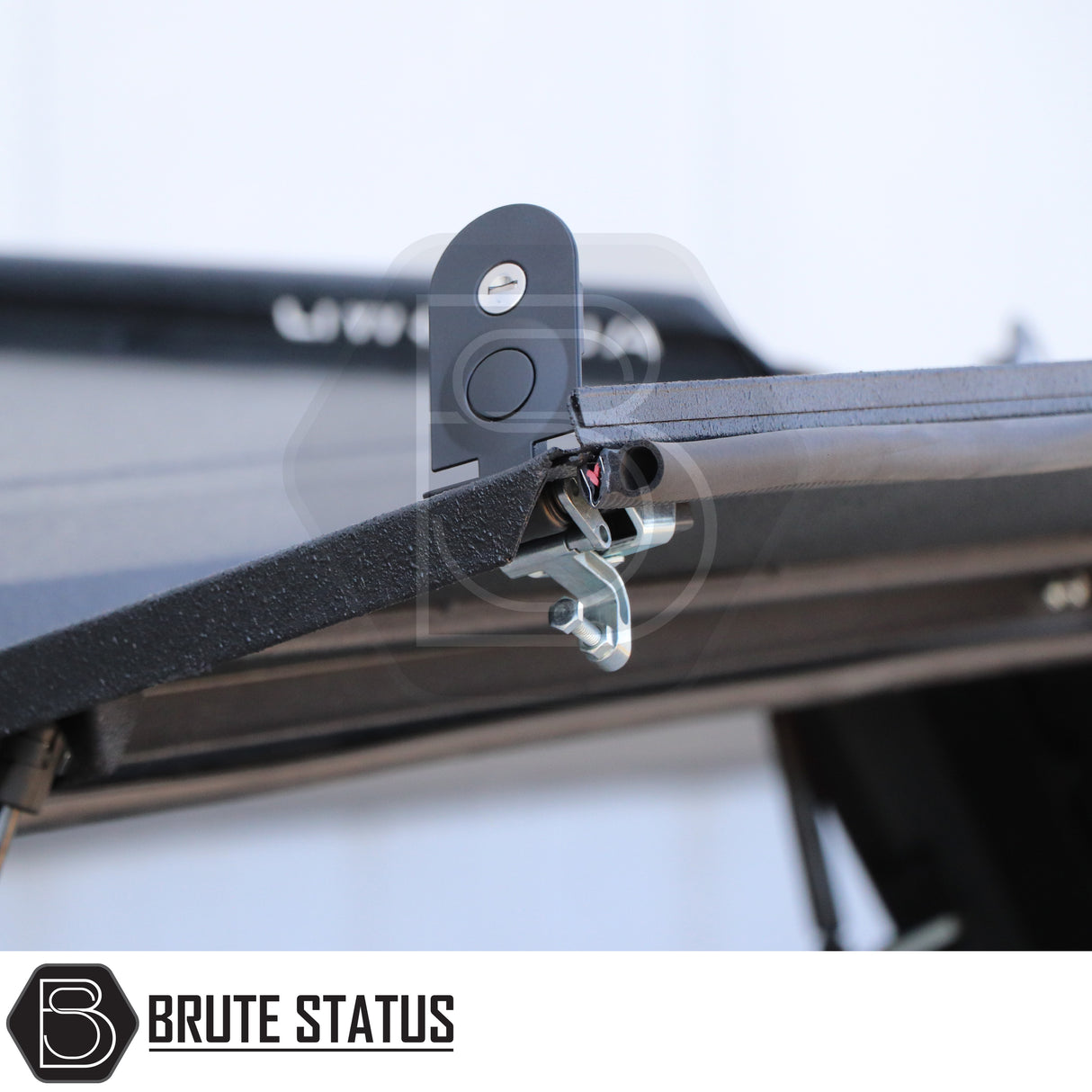 Heavy-duty AQM T80 steel rear canopy with Line-X coating and T40 roof rack for 2012-2022 Ford Ranger double cab pickup truck – weatherproof, secure, and ready for work or adventure