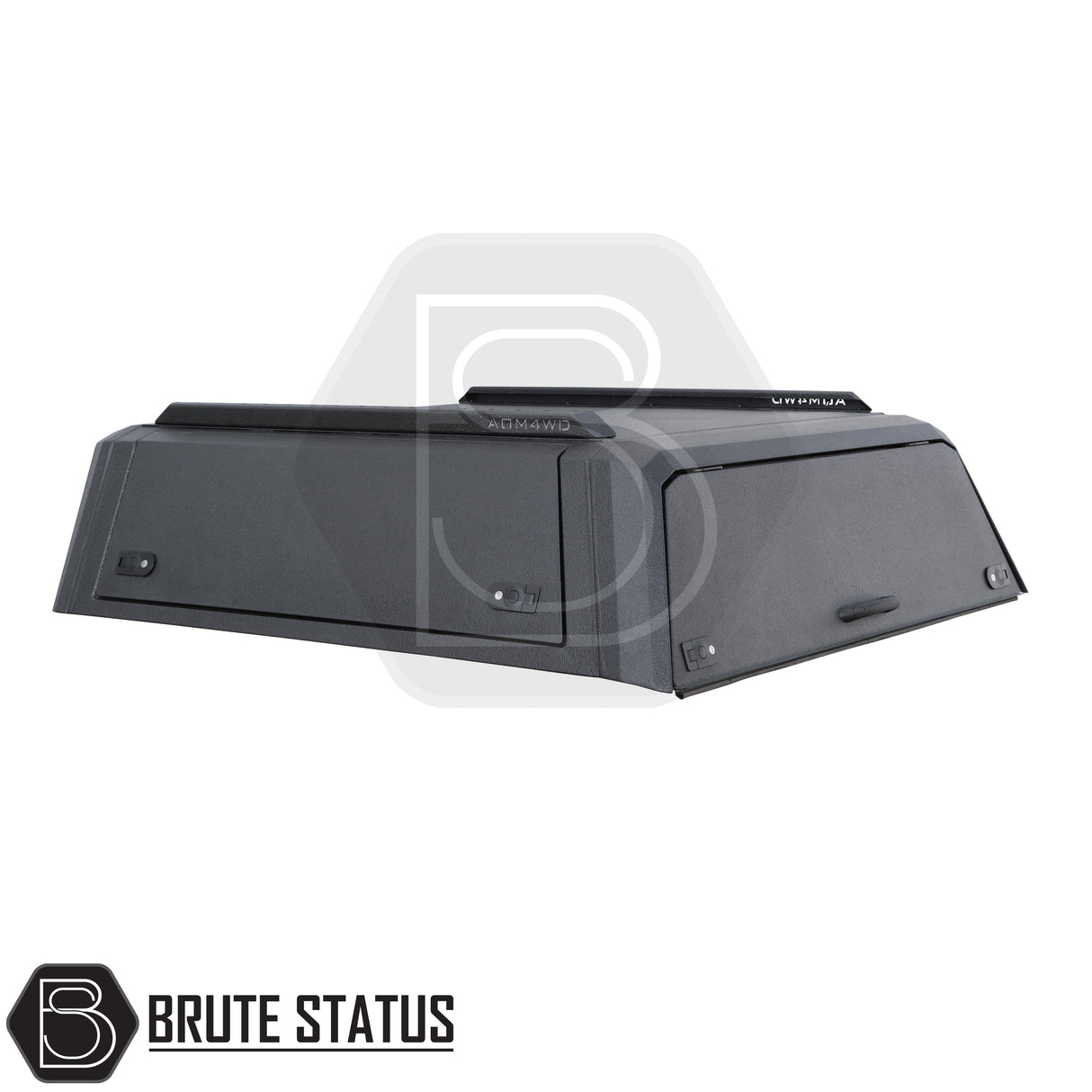 Heavy-duty AQM T80 steel rear canopy with Line-X coating and T40 roof rack for 2012-2022 Ford Ranger double cab pickup truck – weatherproof, secure, and ready for work or adventure