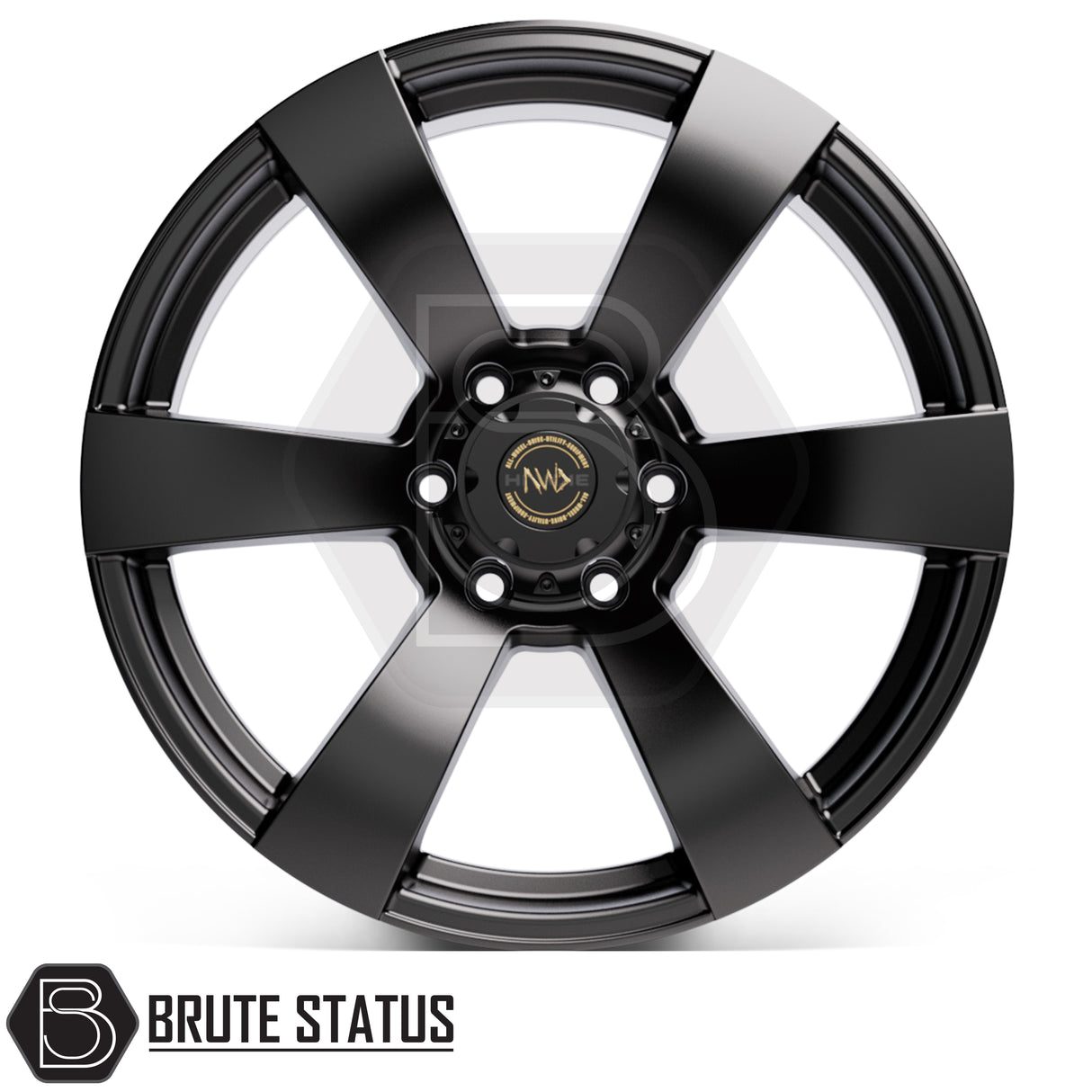 Set of four Hawke Toba matte black alloy wheels with 6x139.7 bolt pattern, included wheel nuts and spigot rings
