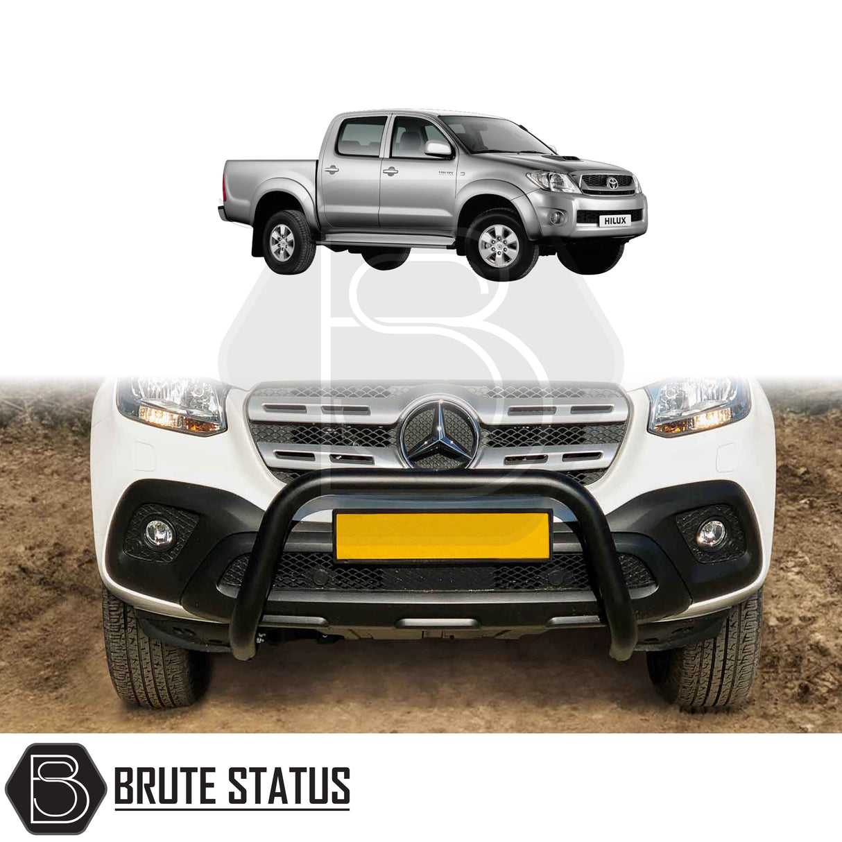 black bull/nudge bar for the toyota hilux 2006-2014 pickup truck, showcasing its rugged design and protective build