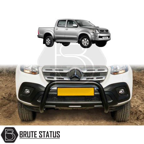 black bull/nudge bar for the toyota hilux 2006-2014 pickup truck, showcasing its rugged design and protective build