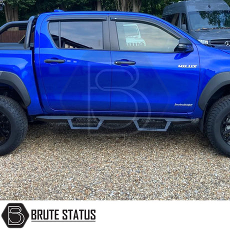 Matte black heavy duty steel side steps for fiat fullback 2015-2019 pickup truck