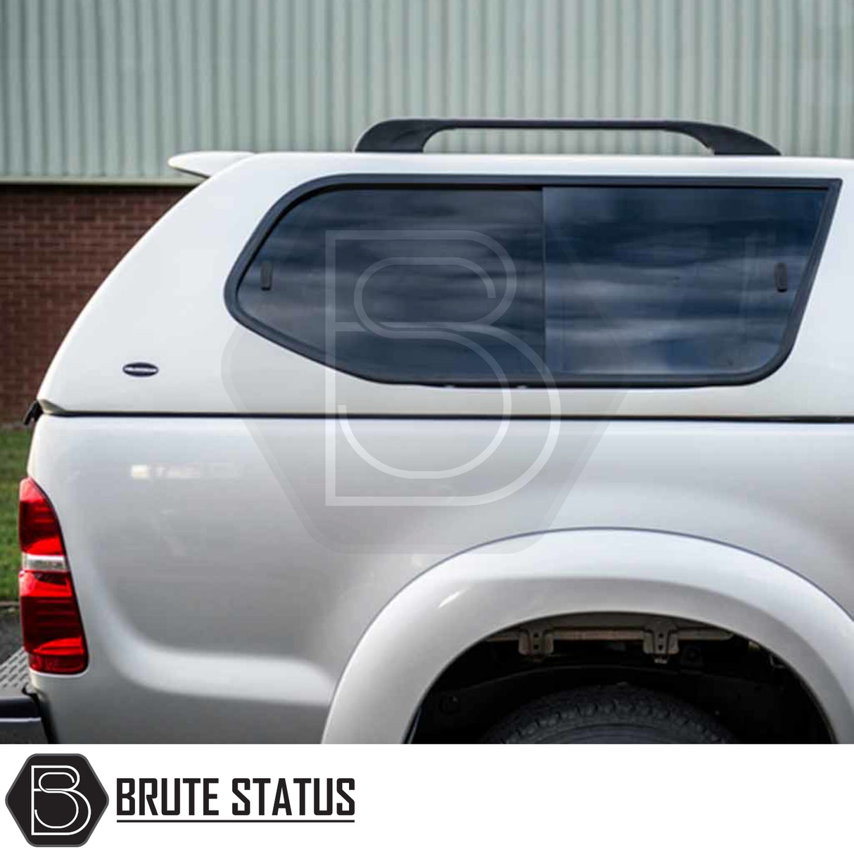 Toyota Hilux 2005-2016 MK6, MK7 Truckman GLS Hardtop Canopy, featuring tinted side window, rear-quarter view, and sleek design, enhancing pickup utility and security.