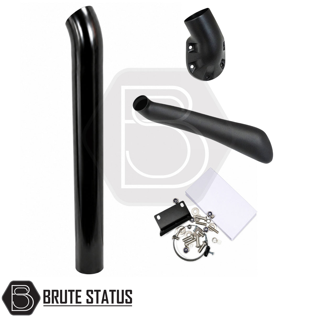 Toyota Hilux 2015-2023 stainless steel snorkel in gloss black, premium air intake snorkel for 2.8L turbo diesel Double Cab pickup trucks.