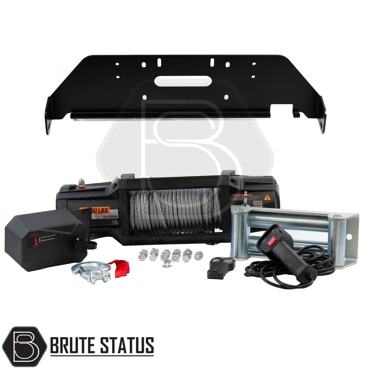 Brute status winch bracket and heavy duty winch with steel wire rope for Toyota Hilux 2015-2020 pickup truck