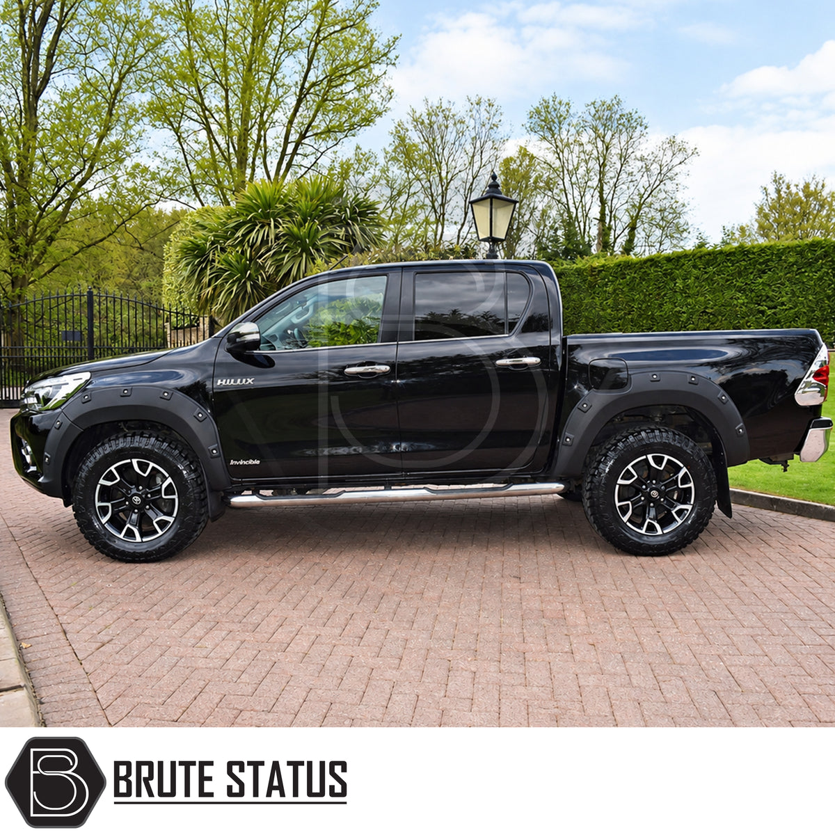 Toyota Hilux 2018-2020 Double Cab riveted style wheel arch kit with heavy duty textured black ABS wide fender flare extensions