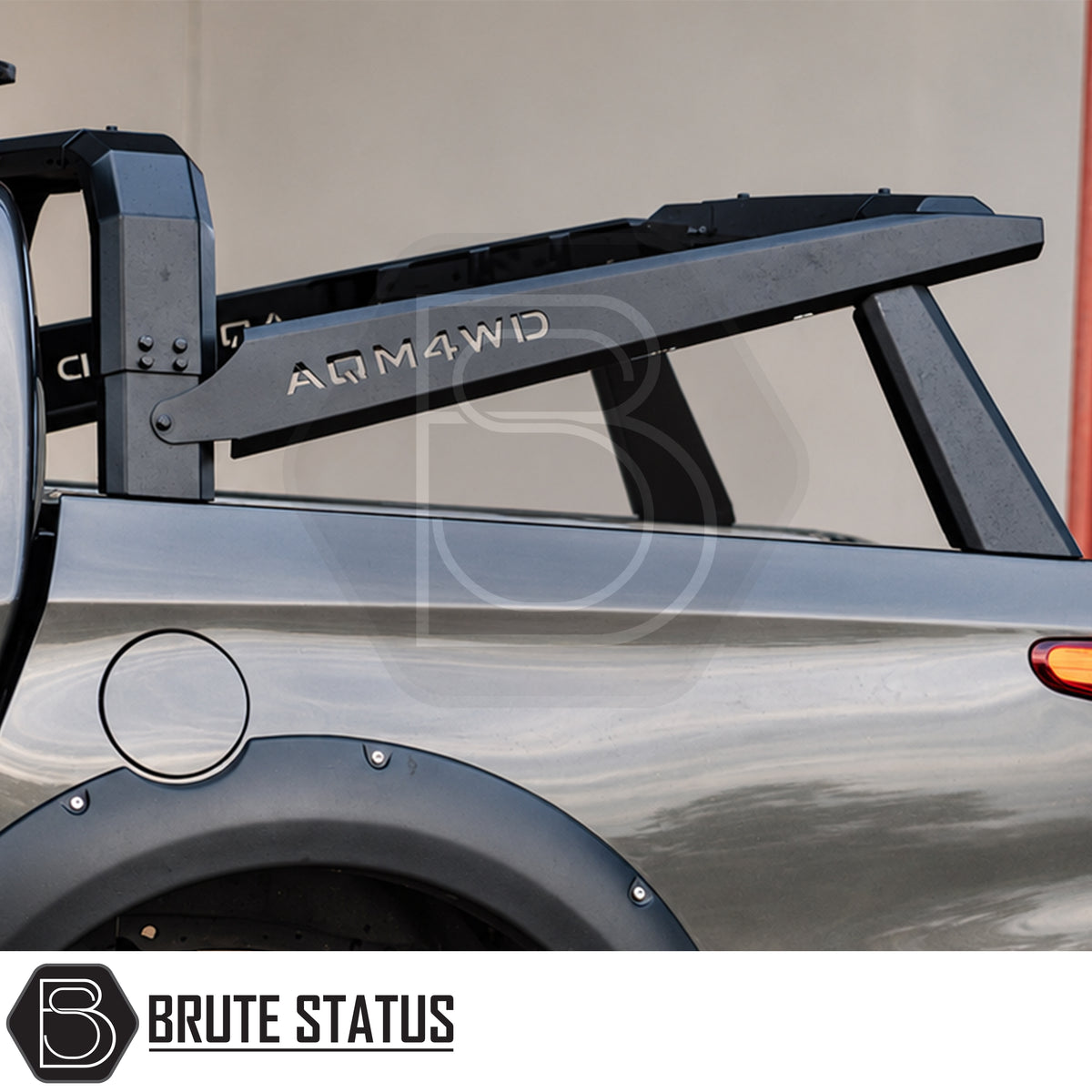 Universal S70 roof tent support roll bar with adjustable 450mm to 600mm height and heavy duty steel construction for European pickup trucks fitted onto pickup truck bed.