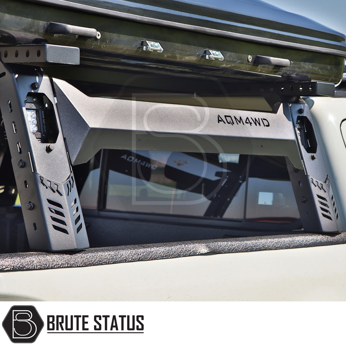 Universal S75 roof tent support roll bar with adjustable 435mm to 750mm height and heavy duty steel construction for European pickup trucks