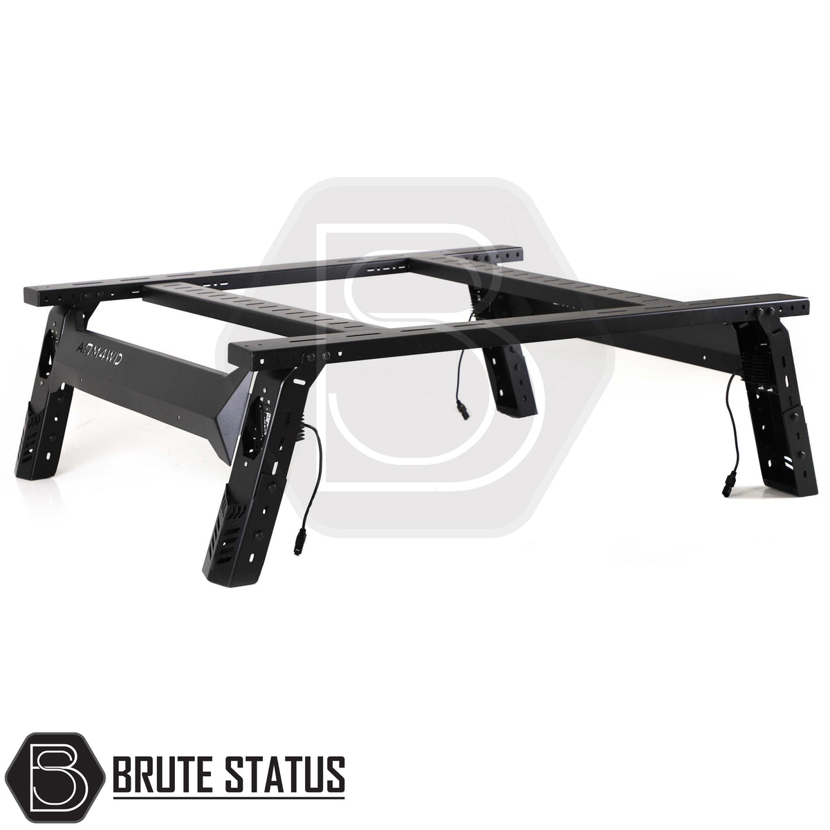 Universal pickup truck tent roll bar S75 with 4 square LED lights and heavy duty steel frame for roof tent mounting and off road adventures