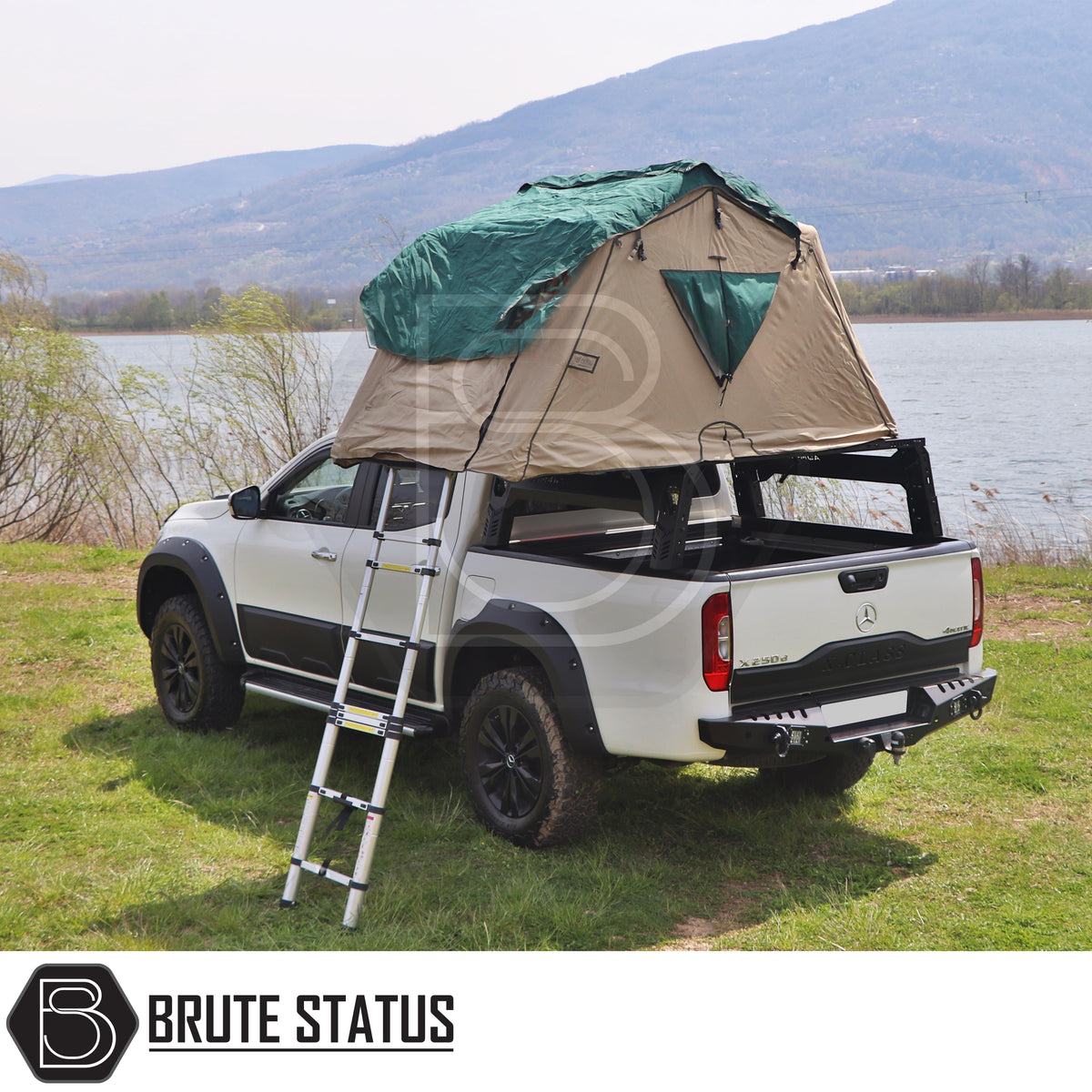 Universal S75 overland tent roll bar for 4x4 pickup trucks with adjustable height steel construction and roof tent mounting capability