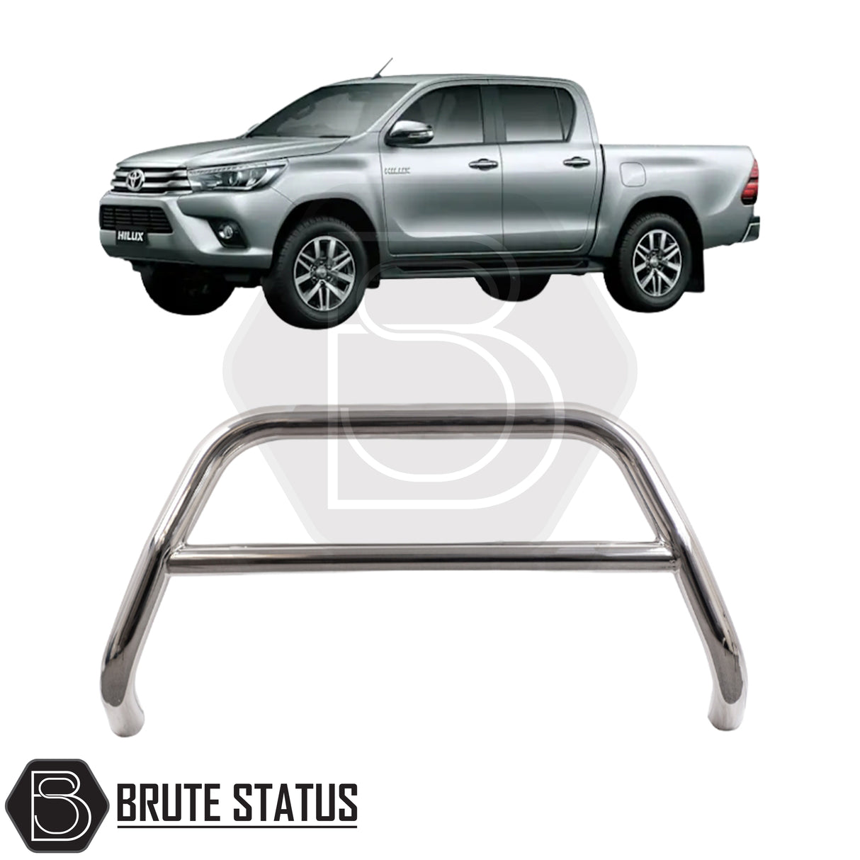 Chrome A-Bar nudge bar for Volkswagen Amarok pickup truck (2010-2017), designed for bumper protection and enhanced styling.