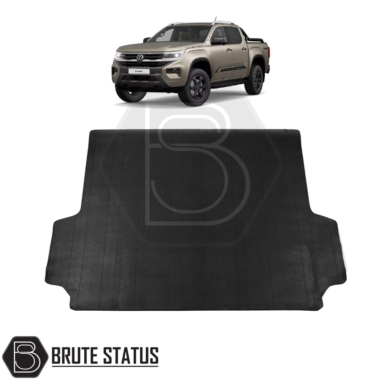 Heavy-duty 10mm rubber bed mat for Volkswagen Amarok 2023+ pickup truck, non-slip cargo liner for truck bed protection, custom fit and easy to clean.