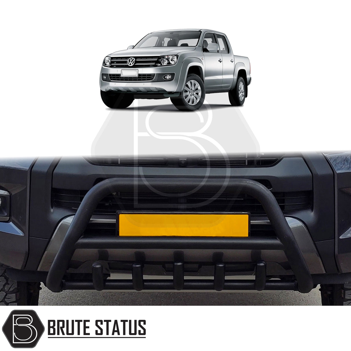Matte black stainless steel A Bar for the 2010-2016 Volkswagen Amarok pickup truck