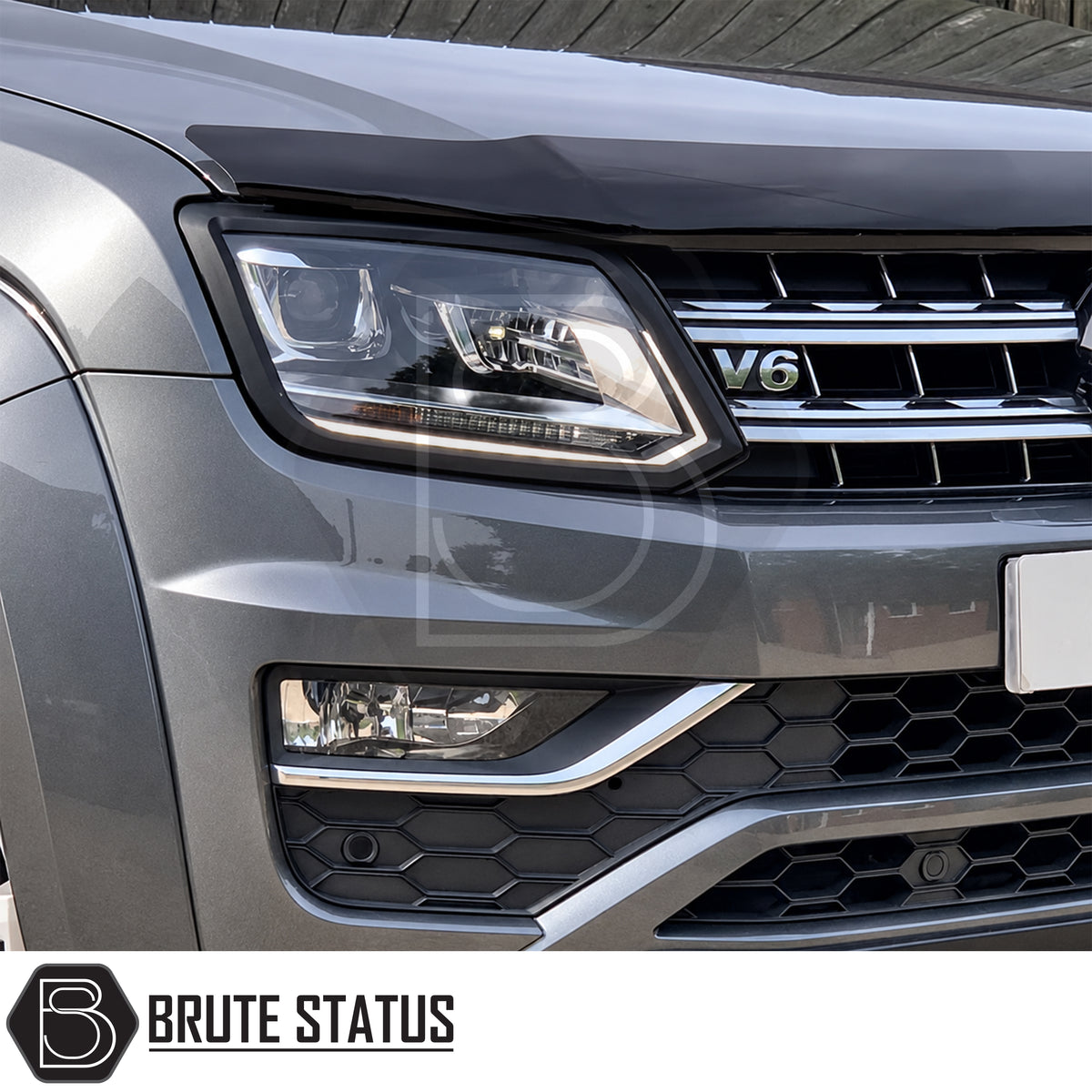 Volkswagen Amarok 2010-2022 matte black headlight covers pair made from high quality ABS plastic with pre-applied 3M adhesive tape