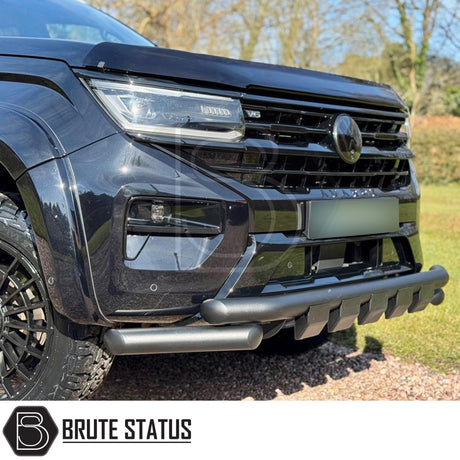 Volkswagen Amarok 2023+ City Bar (Matt Black) showcased on a blue truck, highlighting its protective, stylish design and easy installation.
