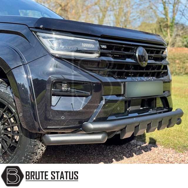 Volkswagen Amarok 2023+ City Bar (Matt Black) showcased on a blue truck, highlighting its protective, stylish design and easy installation.
