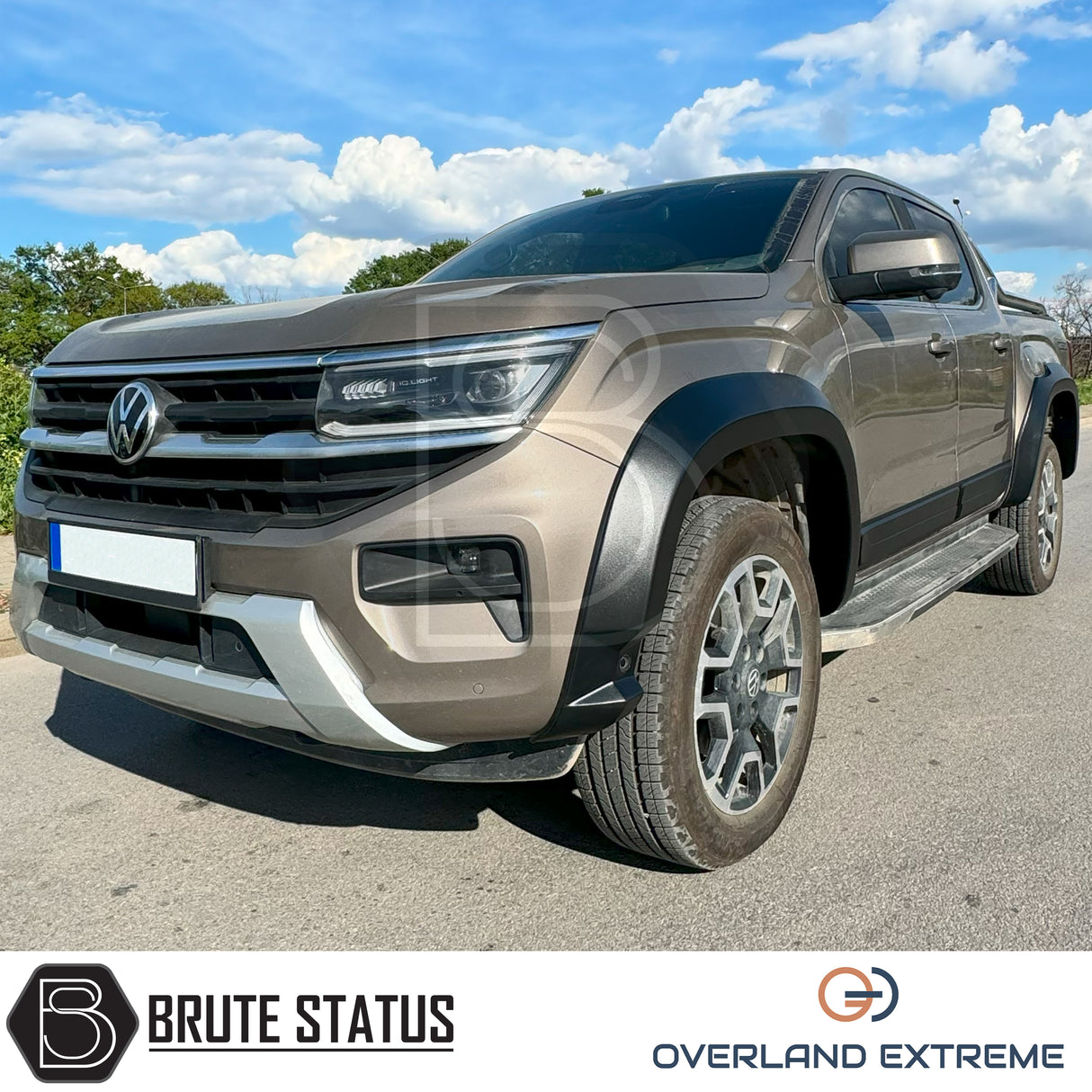 Volkswagen Amarok 2023+ Overland Extreme wide wheel arch kit in matte black, premium ABS wheel arch extensions for Double Cab pickup trucks.