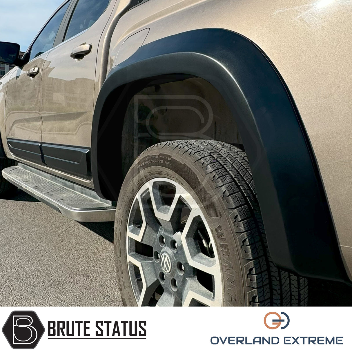 Volkswagen Amarok 2023+ aftermarket wide wheel arch kit, Overland Extreme fender flares with premium ABS construction and seamless fitment.