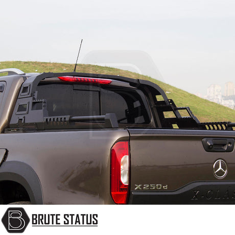 Fiat fullback Series 5 2015-2019 S11 Combat Roll Bar on truck, showcasing heavy-duty steel construction and matte black finish for an aggressive, customized look.