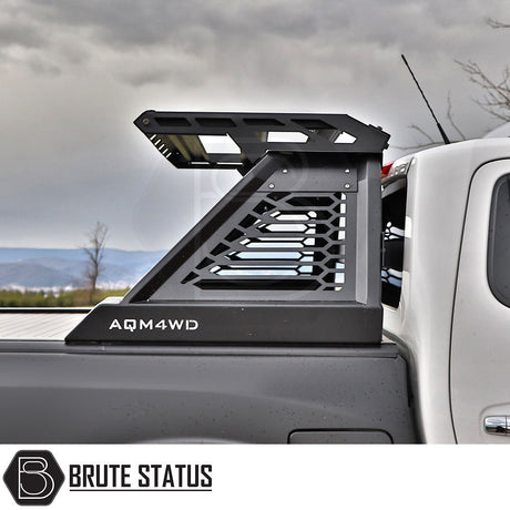 Fiat fullback 2015-2019 M10 Roll Bar installed on truck, showcasing its heavy-duty steel construction and sleek matte black finish.