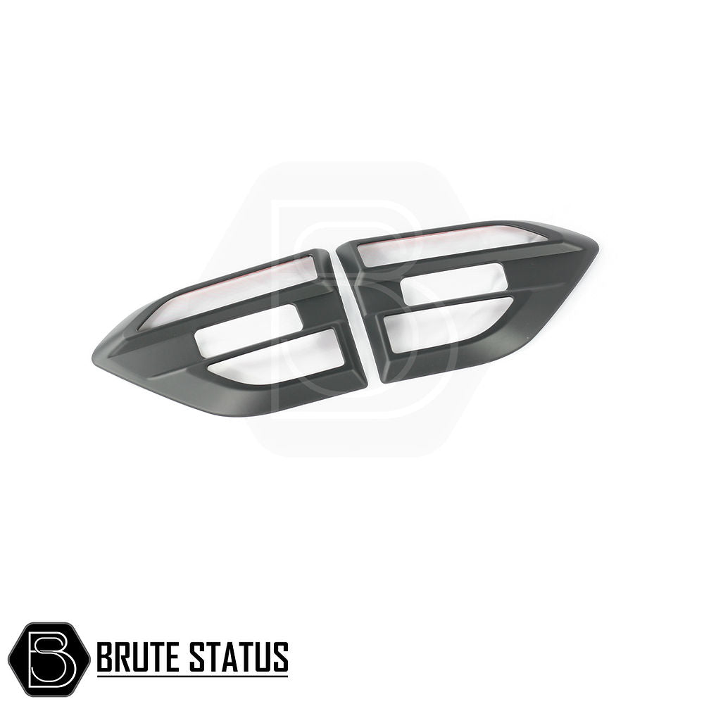 Matte black ABS plastic side covers for facelifted 2015–2022 Ford Ranger, featuring easy no-tool installation with pre-applied 3M adhesive tape