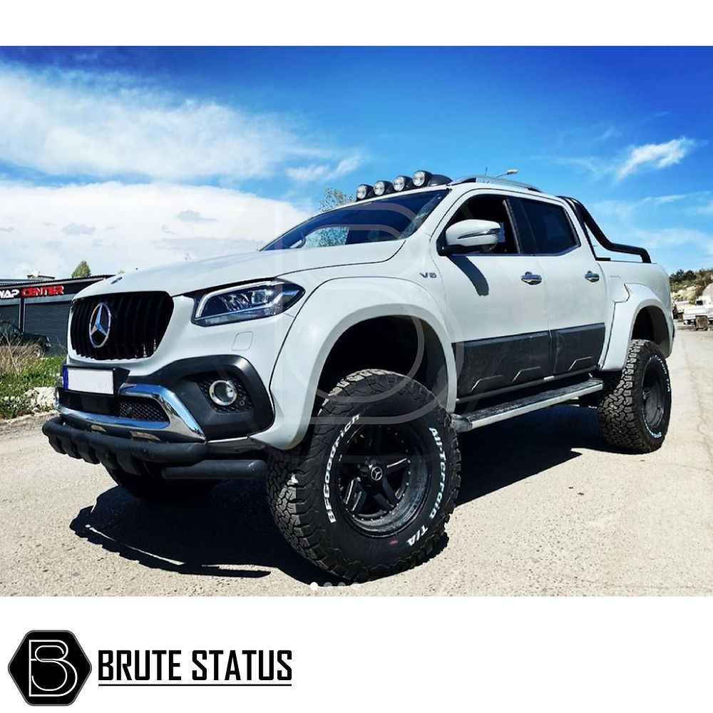 Matte black T304 stainless steel city bar for Mercedes X-Class – enhances truck appearance and bumper protection, easy no-drill DIY installation, TÜV certified.