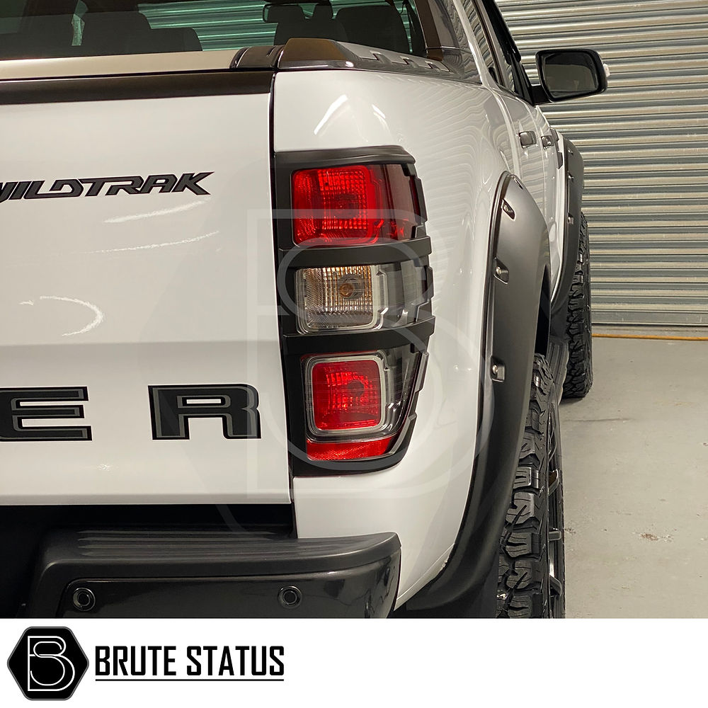 Ford Ranger 2011-2022 T6 T7 T8 Tail Light Covers, Raptor Style Matte Black, enhancing rear style with easy-fit, high-quality ABS plastic for a bold, aggressive look.