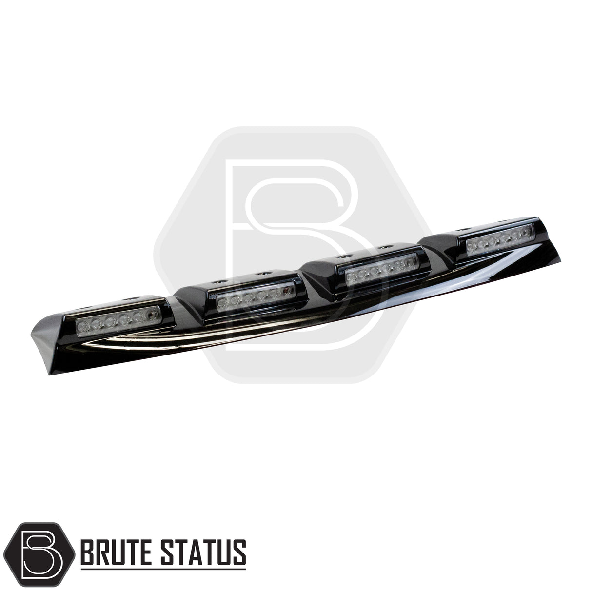 gloss black plastic roof spoiler with a set of 4 rows of bright white LEDs which also feature a wireless remote function, for the volkswagen amarok 2023+ pickup truck