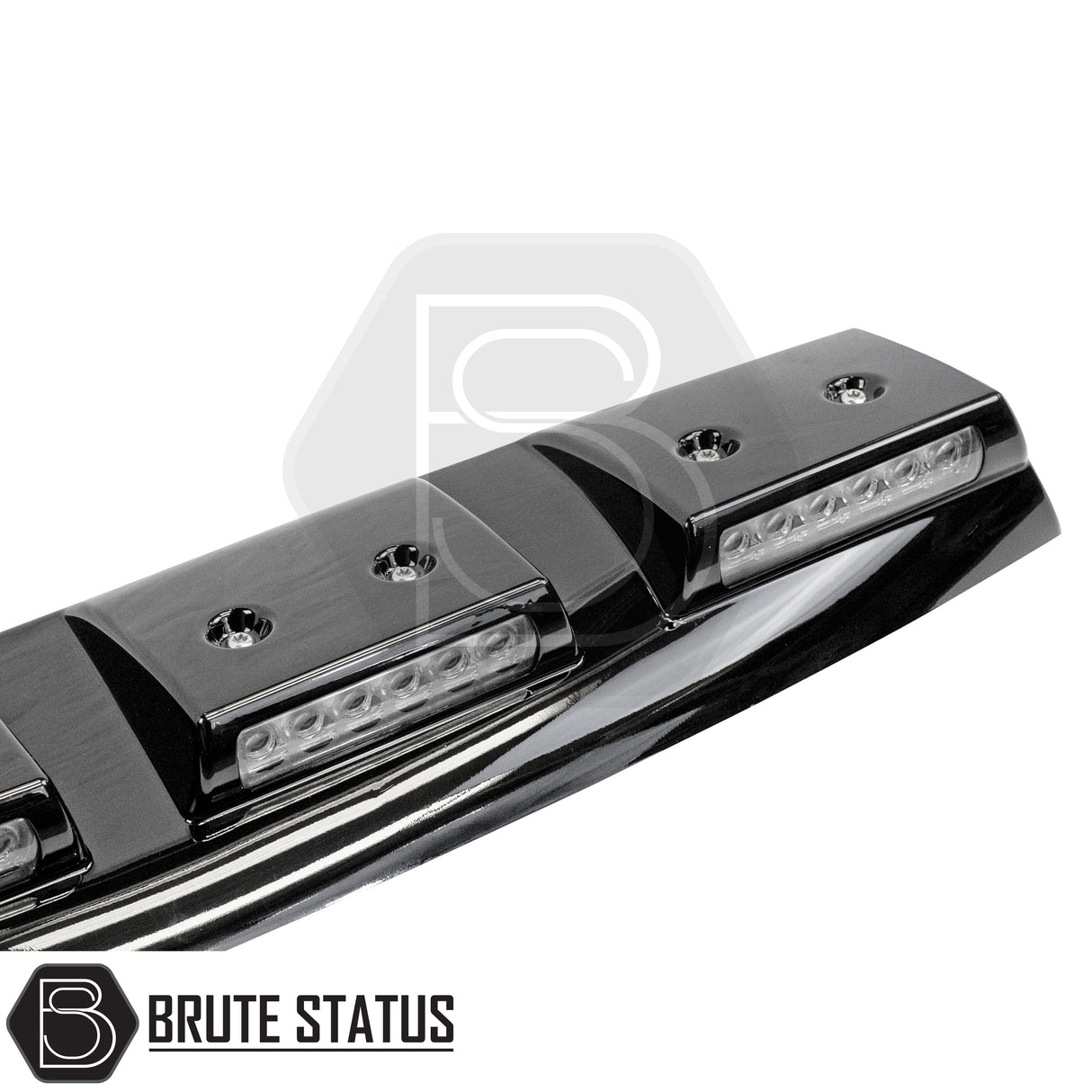 gloss black plastic roof spoiler with a set of 4 rows of bright white LEDs which also feature a wireless remote function, for the volkswagen amarok 2023+ pickup truck
