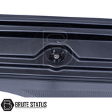 pair of heavy-duty ABS plastic wheel well lock box for ford ranger 2012+, featuring a matte black finish, weather-sealed lid, integrated lock, and swivel-out design for secure, organized truck bed storage.