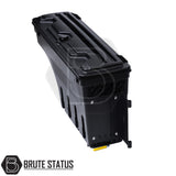 pair of heavy-duty ABS plastic wheel well lock box for ford ranger 2012+, featuring a matte black finish, weather-sealed lid, integrated lock, and swivel-out design for secure, organized truck bed storage.
