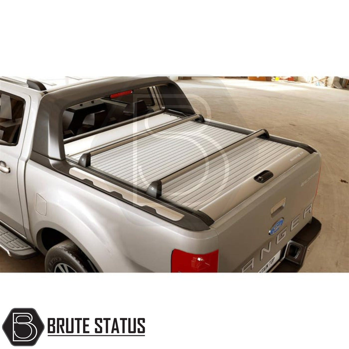 Ford Ranger 2015-2022 T7, T8 Wildtrak Mountain Top Tonneau Cover Roller Shutter Cargo Carrier Cross Bars (Silver)