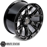 Set of four Hawke AWD 6YR alloy wheels with black finish, included wheel nuts and spigot rings for secure fitment