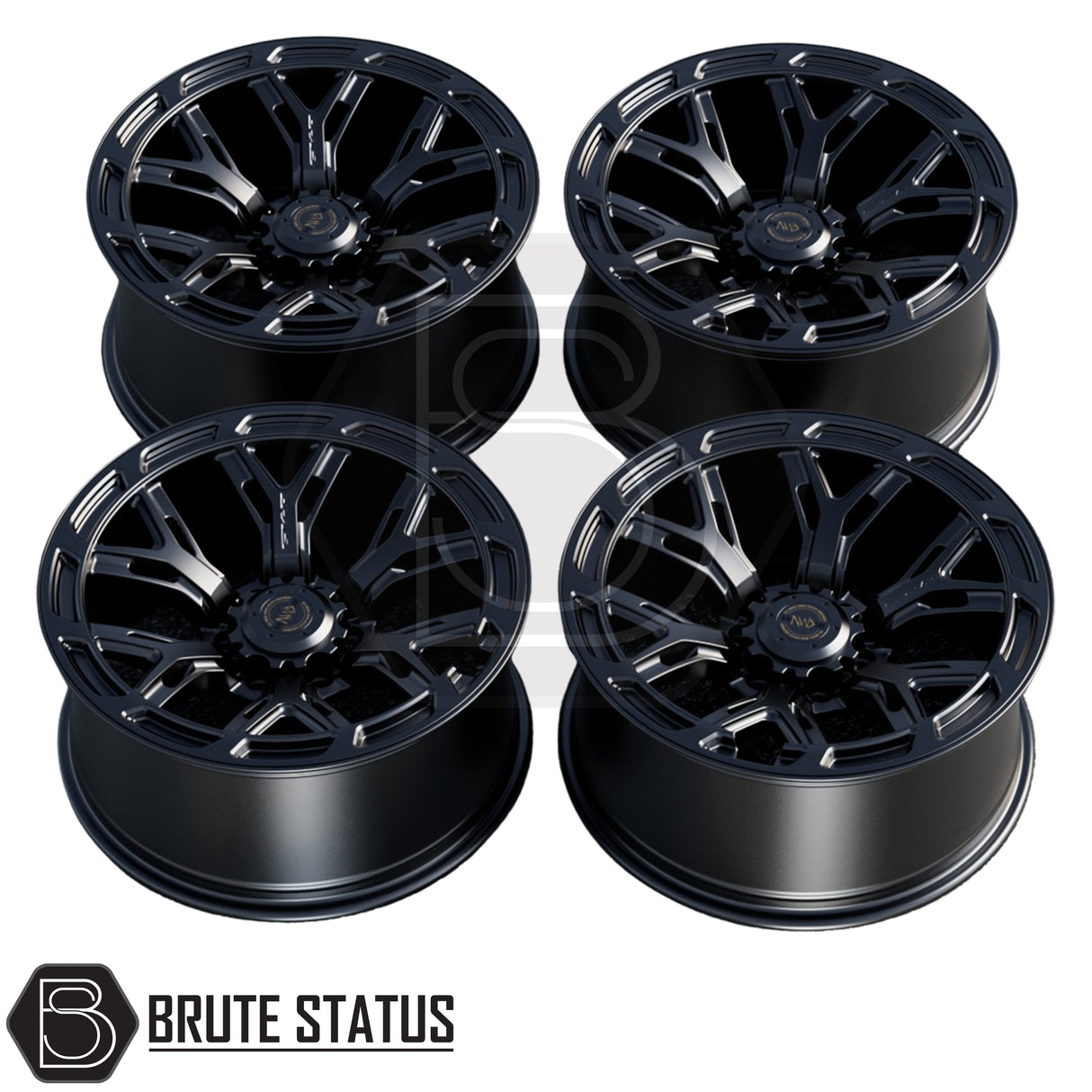 Heavy-duty Hawke AWD 6YR alloy wheel package with ET0 offset, 1150kg load rating and premium black finish