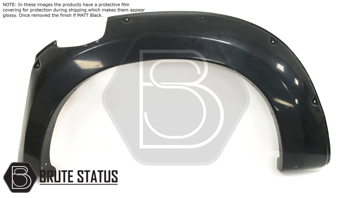 Isuzu D-Max 2012-2015 Wide Arch Kit (Fender Flares) in durable black ABS plastic with stainless steel fasteners, designed for easy installation on double cab models.