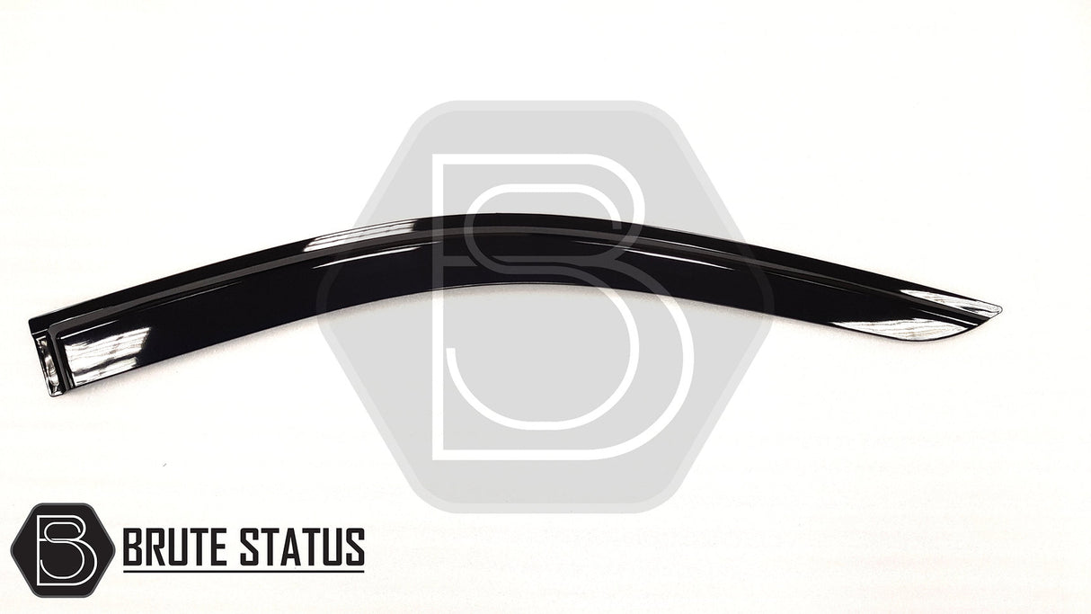 Mercedes X-Class 2017-2020 Window Deflector Sun Shade, featuring a sleek, aerodynamic black acrylic design, enhances style and rain protection without specialist tools.