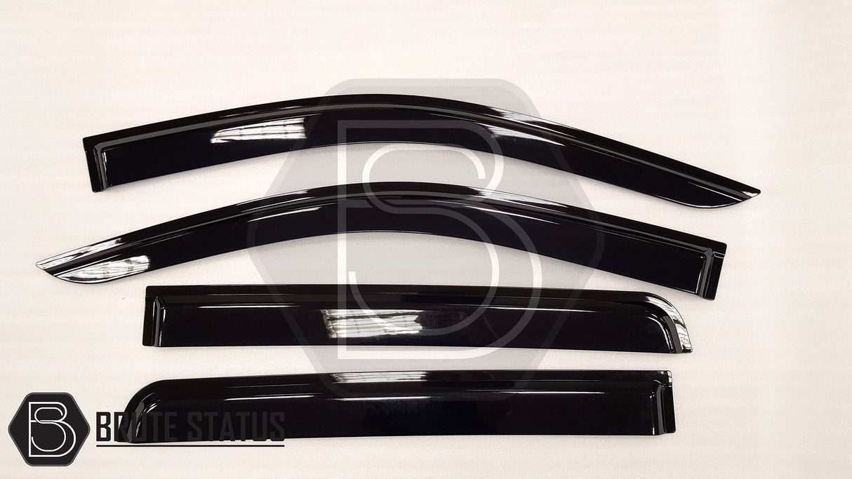 Mercedes X-Class 2017-2020 Window Deflector Sun Shade, a sleek black acrylic deflector designed for easy installation and durability, enhancing vehicle style and protection.